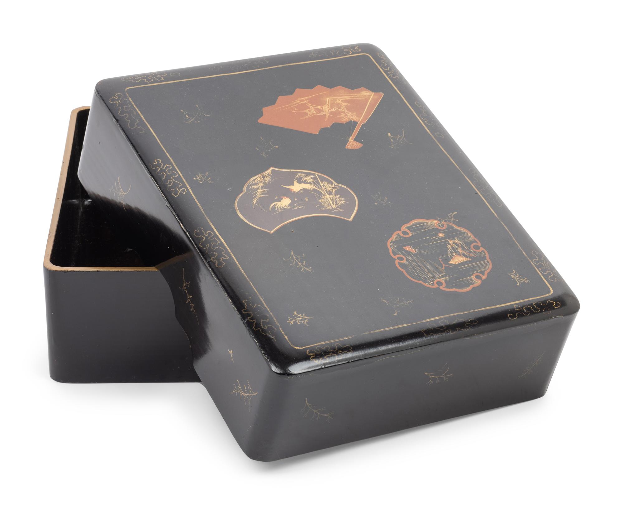 Three Japanese Gilt Decorated Black Lacquered Wares