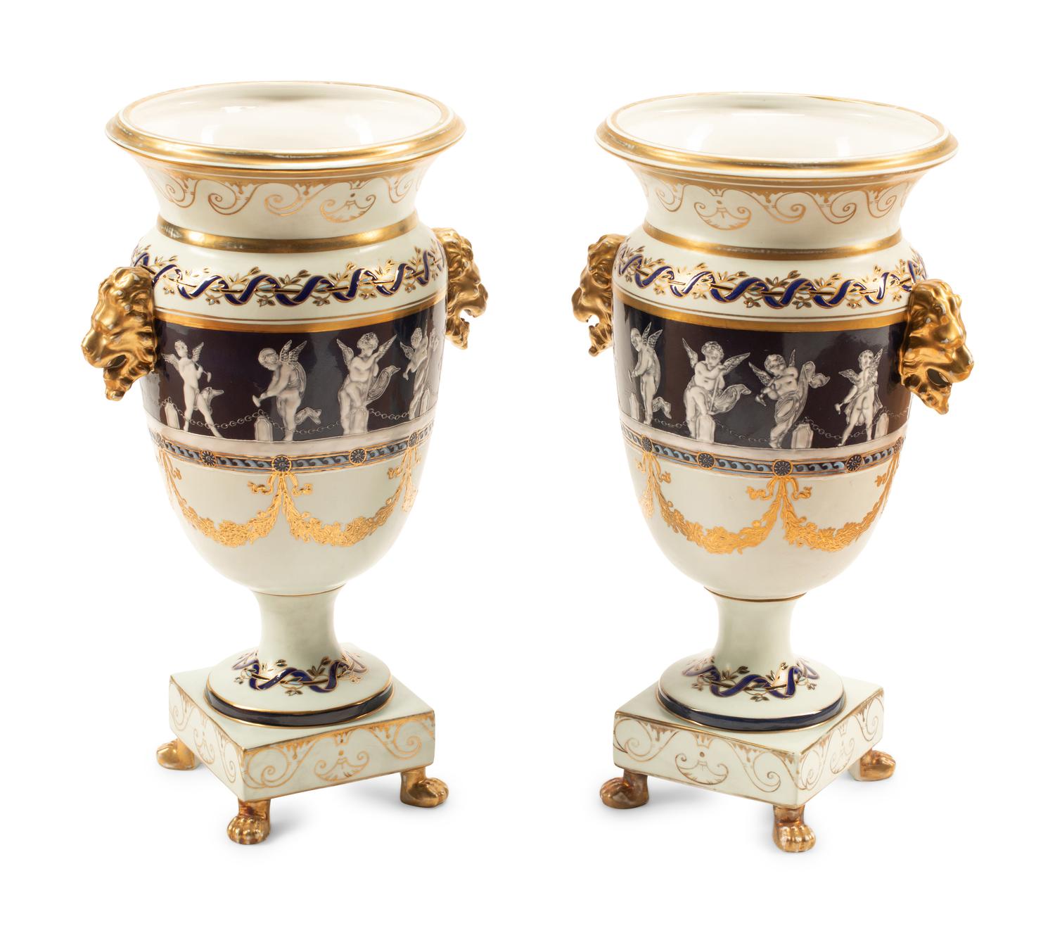A Pair of Minton Style Pâte-sur-Pâte Vases