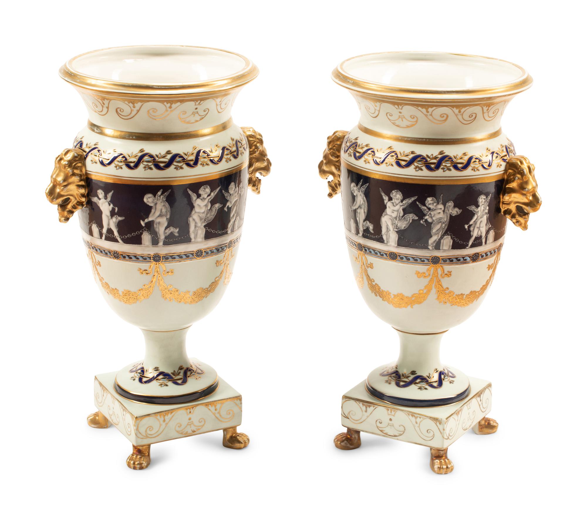 A Pair of Minton Style Pâte-sur-Pâte Vases