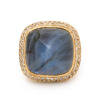 Labradorite, Diamond, and Yellow Gold Ring