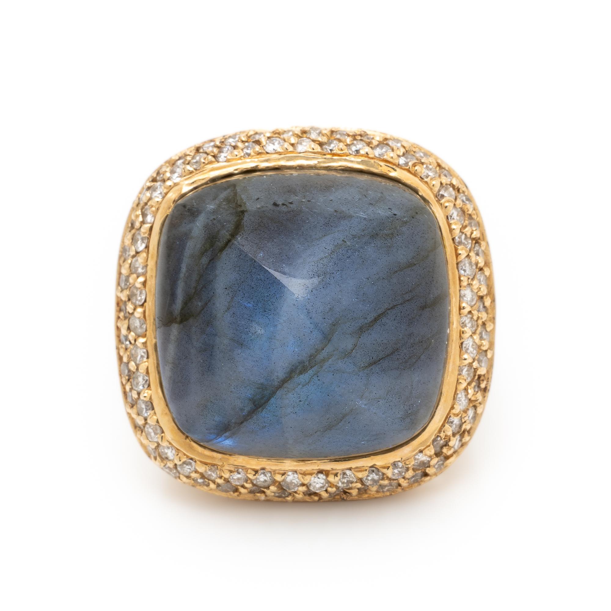 Labradorite, Diamond, and Yellow Gold Ring