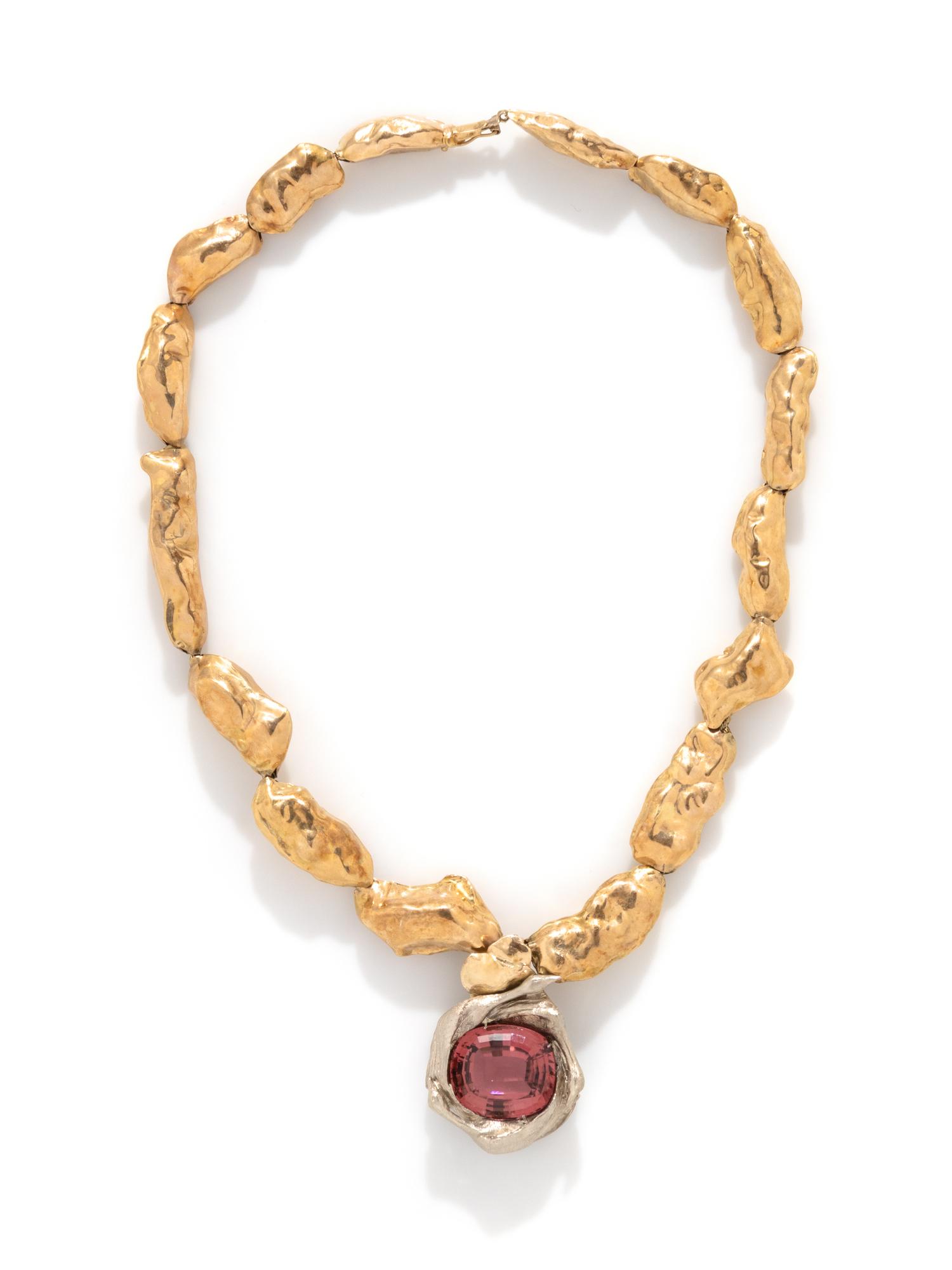 VERNON WILSON, GOLD AND PINK TOURMALINE GOOSE NECKLACE