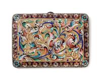 A Russian Shaded Enamel Silver-Gilt Cigarette Case