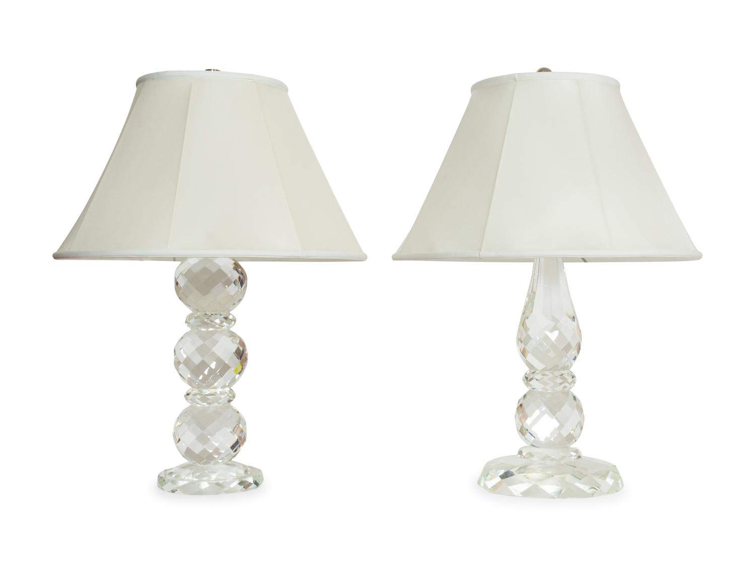 A Pair of Ralph Lauren Cut Glass Table Lamps
