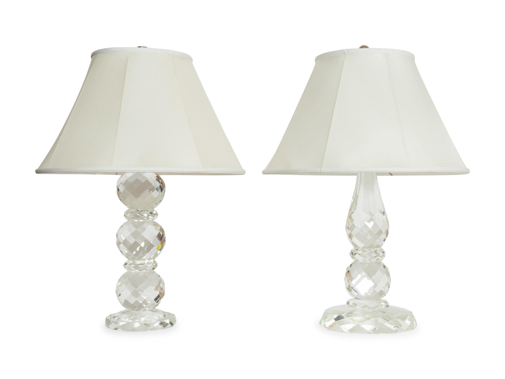 A Pair of Ralph Lauren Cut Glass Table Lamps