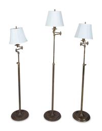 A Group of Three Brass Adjustable Floor Lamps — 20TH CENTURY