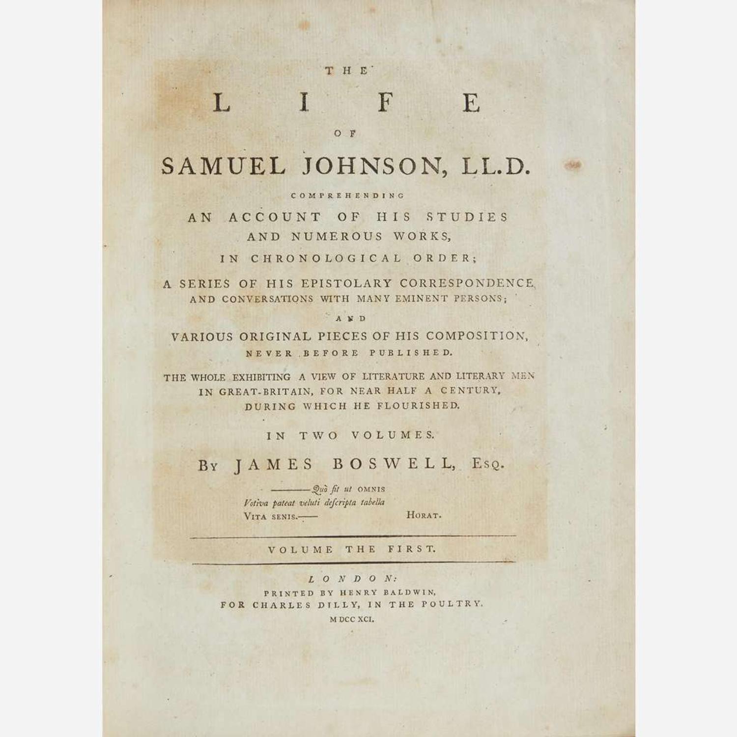 [Literature] Boswell, James The Life of Samuel Johnson...