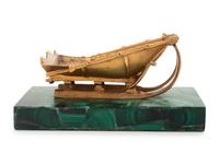 A Russian Malachite and Gilt Bronze Model of a Sleigh