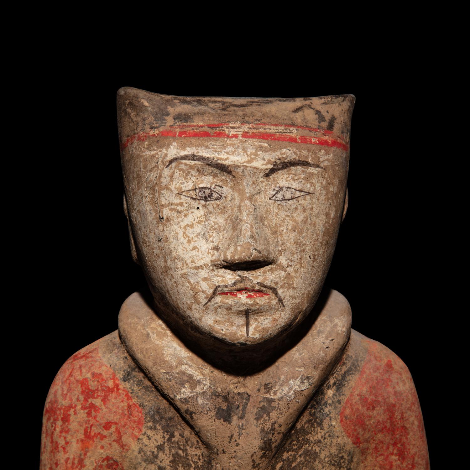 Four Chinese Painted Pottery Soldiers, Han Dynasty — 漢 彩繪步兵陶俑四件