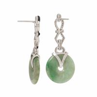 Jade, Diamond, and Onyx Earrings
