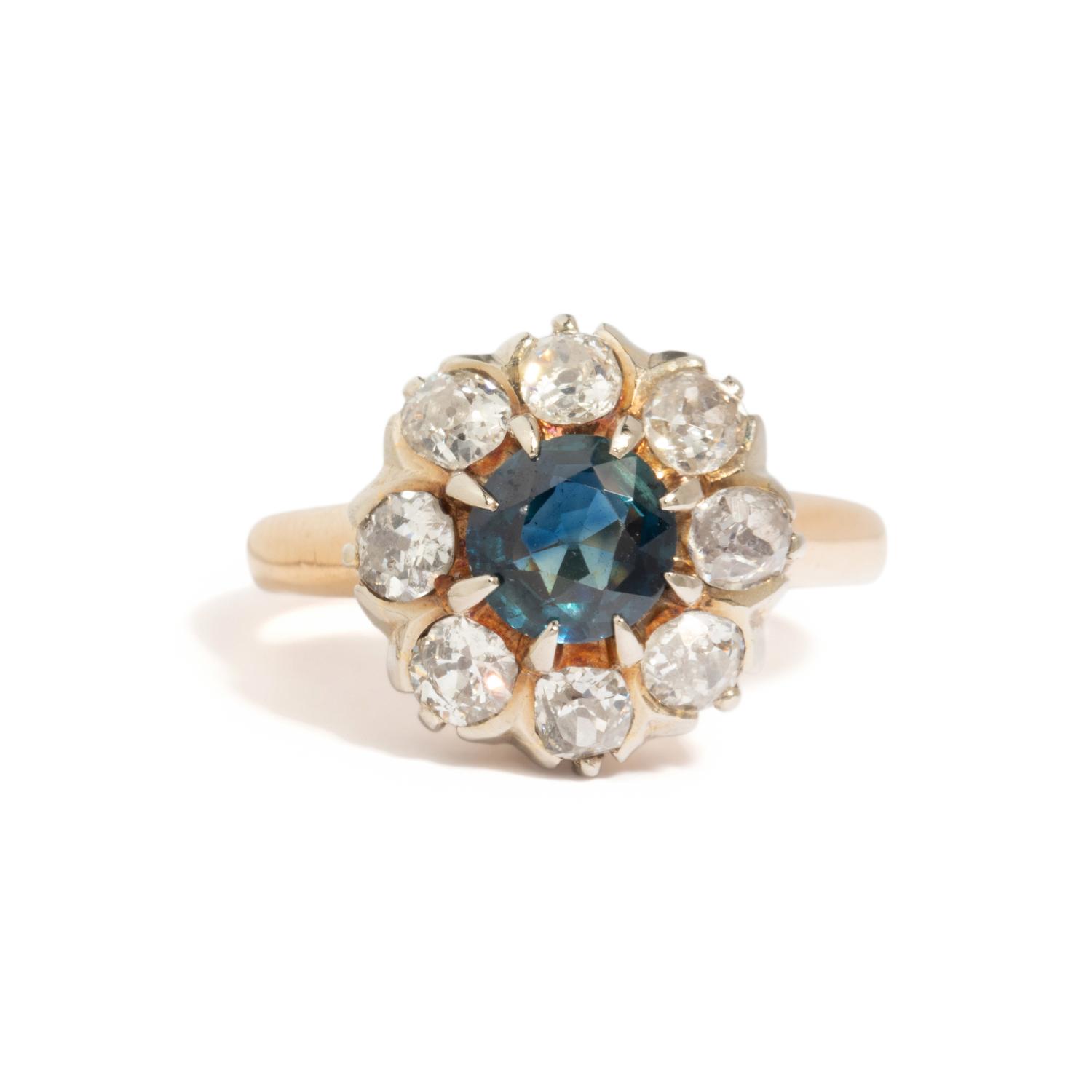 ANTIQUE, SAPPHIRE AND DIAMOND RING