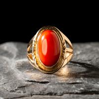 Navajo Gold and Coral Ring