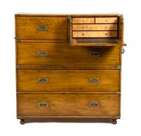 An Irish Brass Mounted Campaign Chest Height 51 1/2 width 48 x depth 20 inches. — FIRST HALF 19TH CENTURY