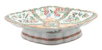 Canton Rose-Medallion Porcelain Shallow Footed Oval Bowl