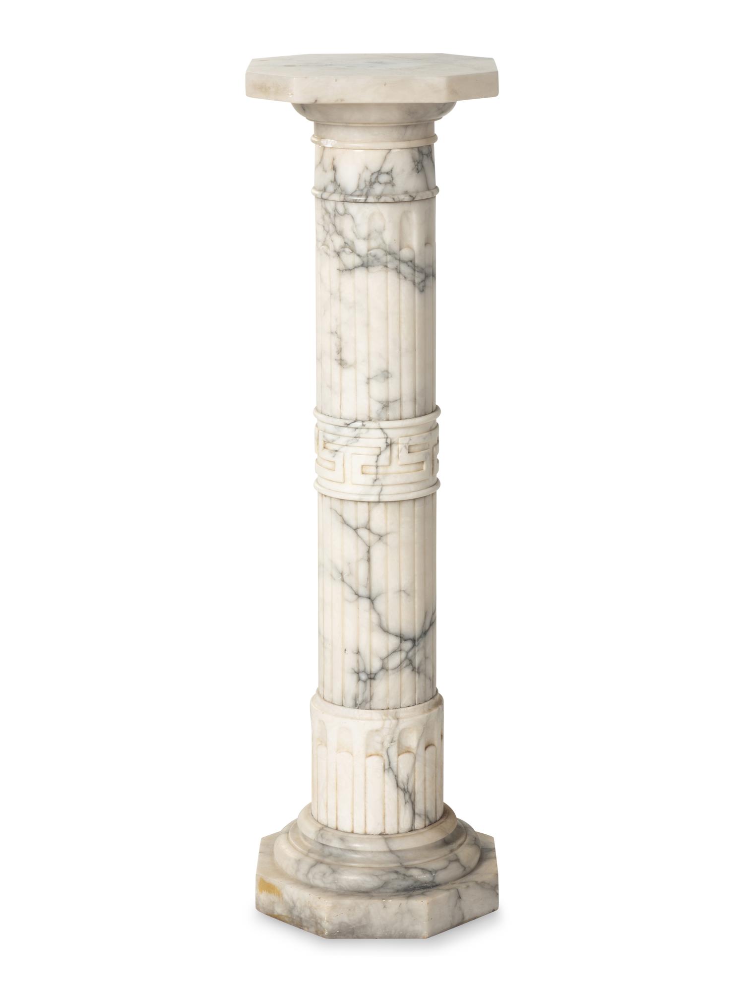 A Continental Carved Marble Pedestal