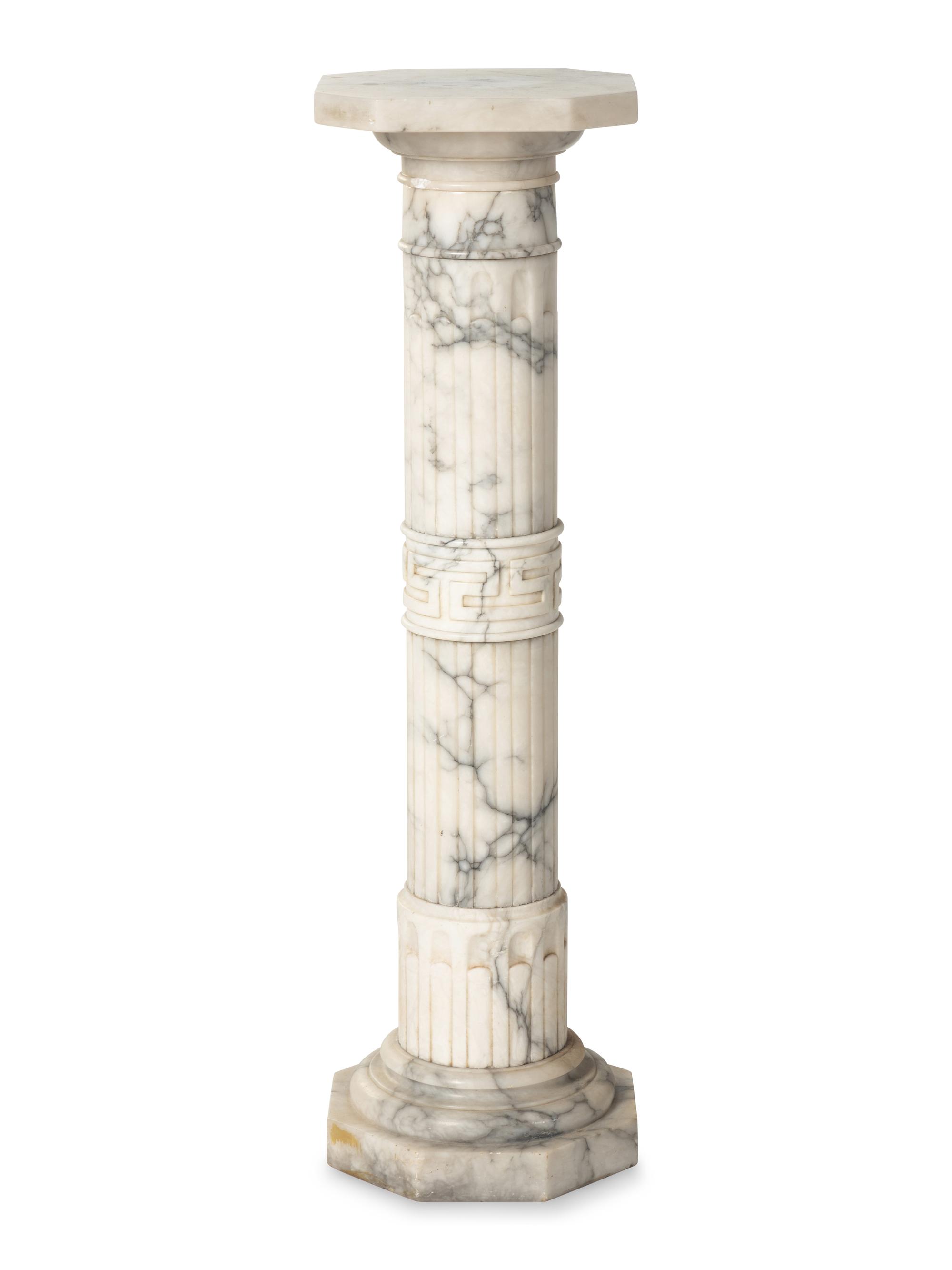 A Continental Carved Marble Pedestal
