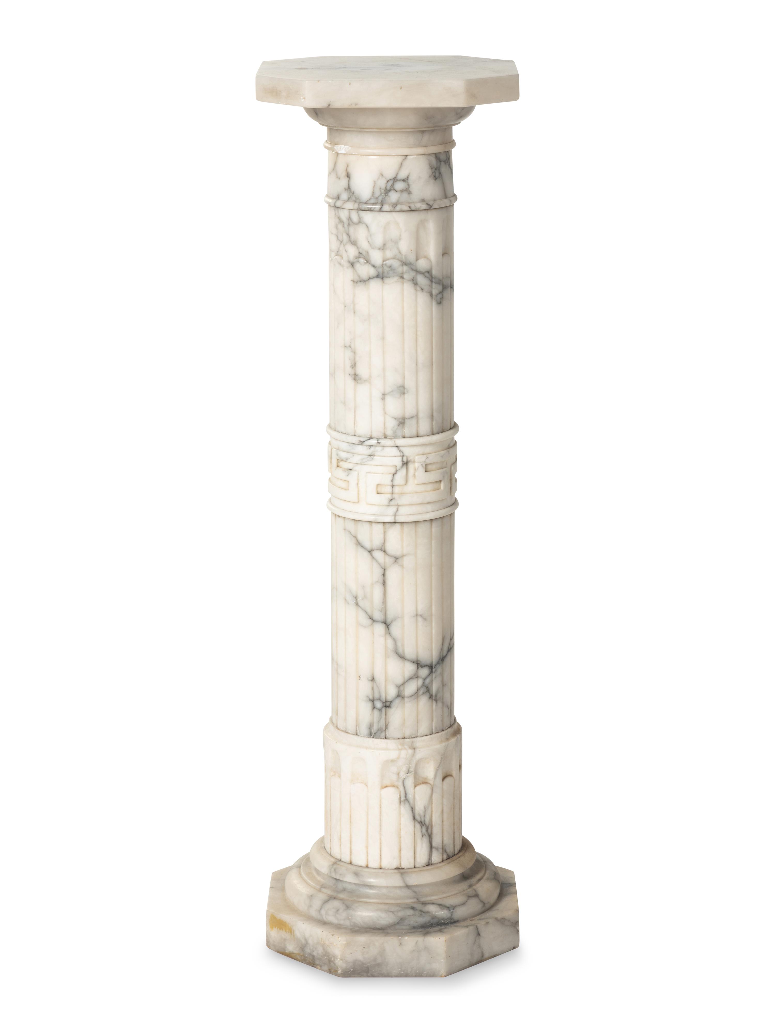 A Continental Carved Marble Pedestal