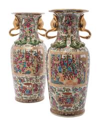 A Pair of Chinese Export Famille Rose Porcelain Vases