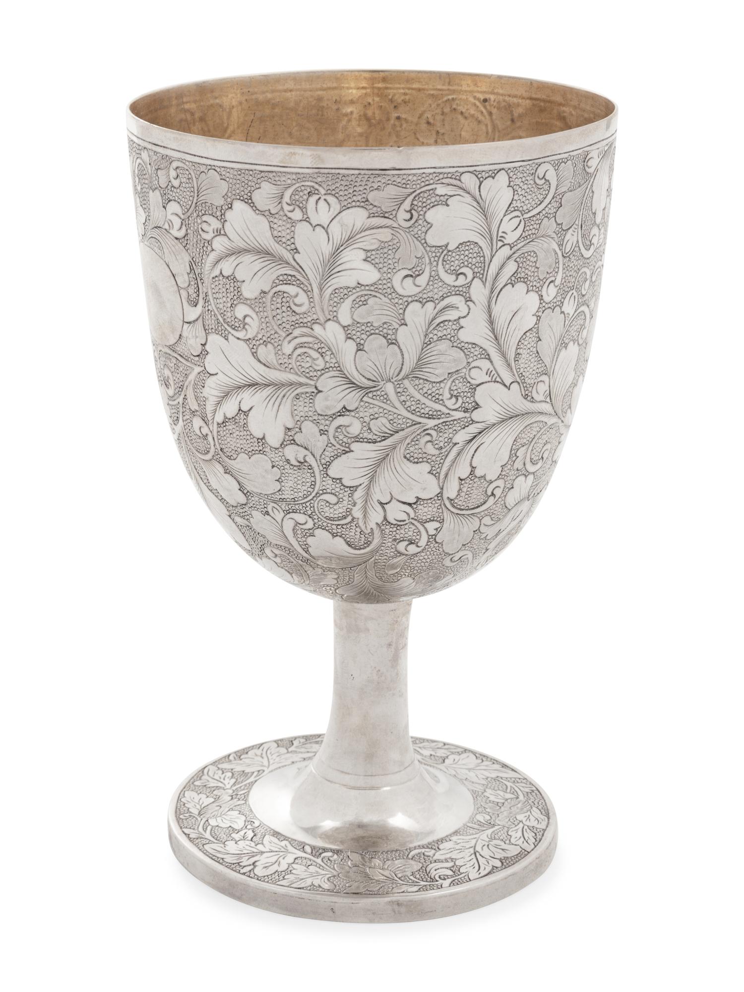 A Chinese Export Silver Stem Cup
