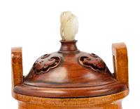 A Pair of Chinese Sancai Glazed Porcelain Tripod Ding Vessels