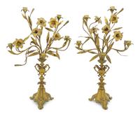 A Pair of Victorian Gilt Metal Candelabra