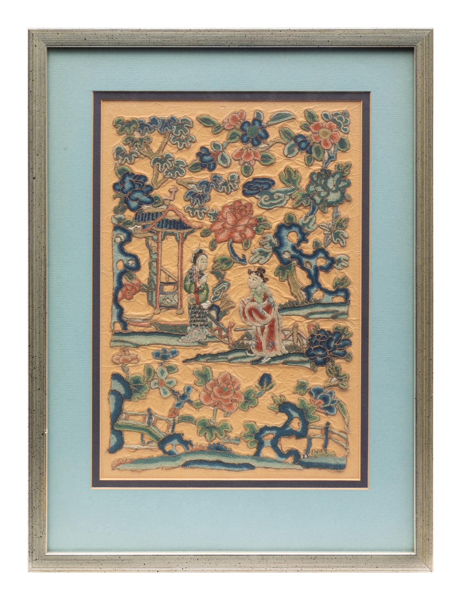 Eight Chinese Embroidered Silk Panels