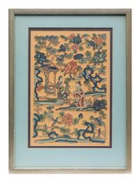 Eight Chinese Embroidered Silk Panels
