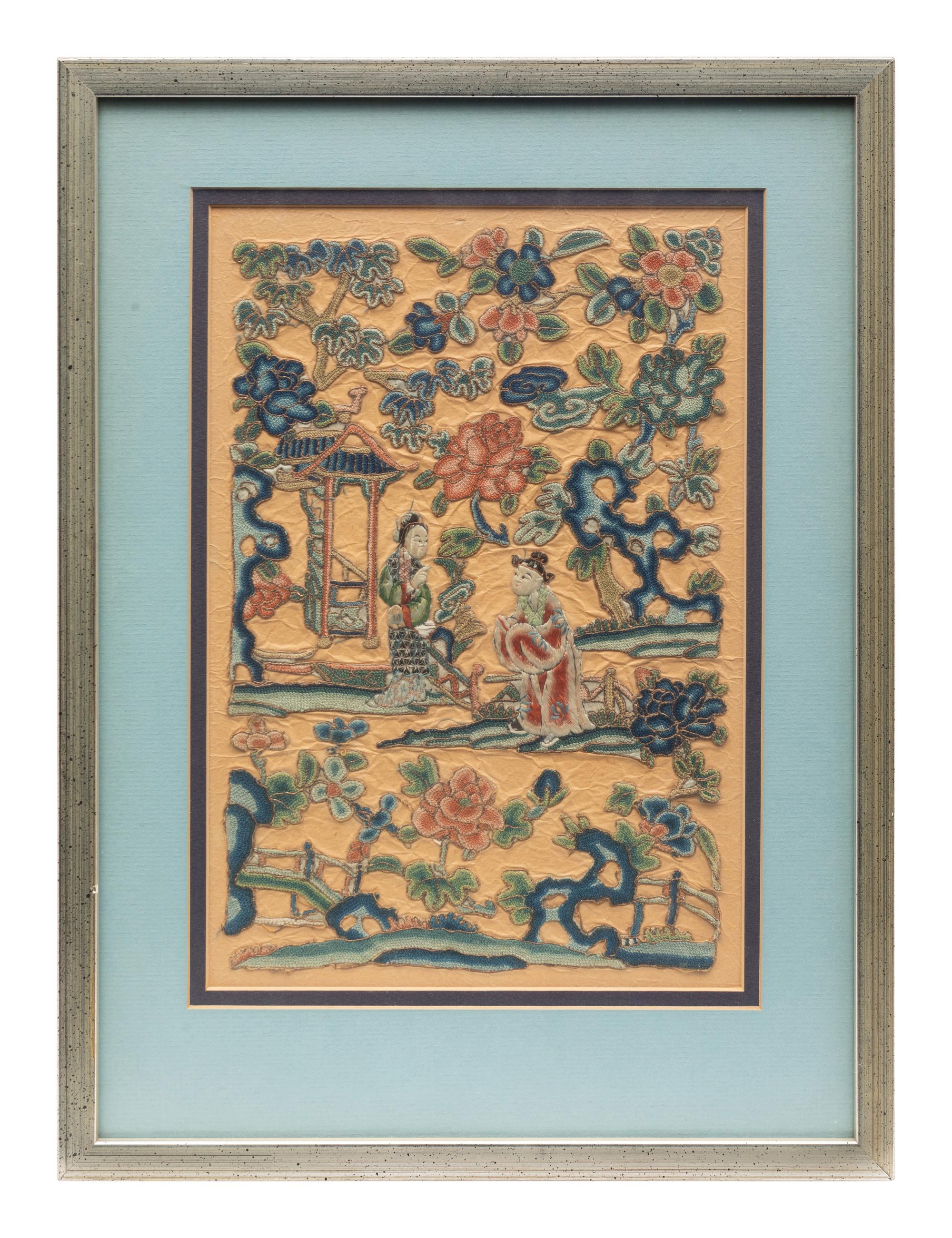 Eight Chinese Embroidered Silk Panels