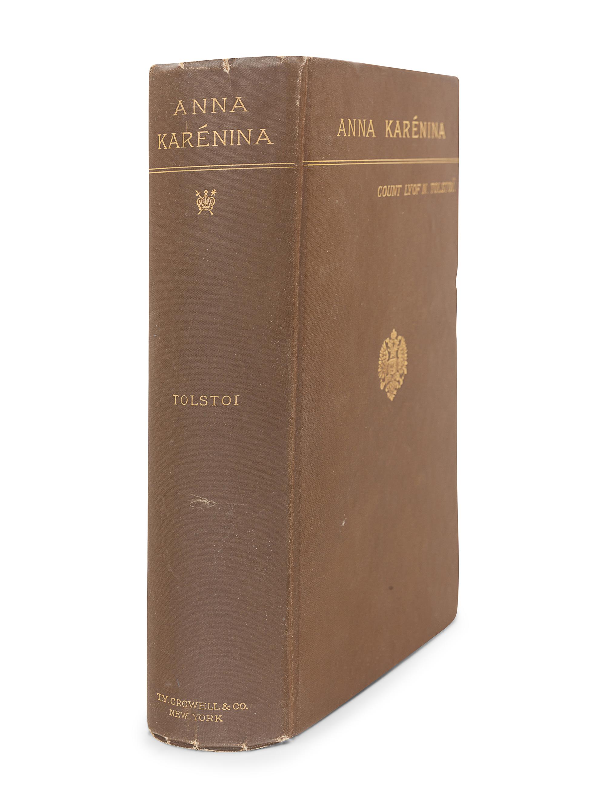 TOLSTOY, Count Lev Nikolaevich (1828-1910). Anna Karenina . Translated by Nathan Haskell Dole. New York: Thomas Y. Crowell & Co., 1886.