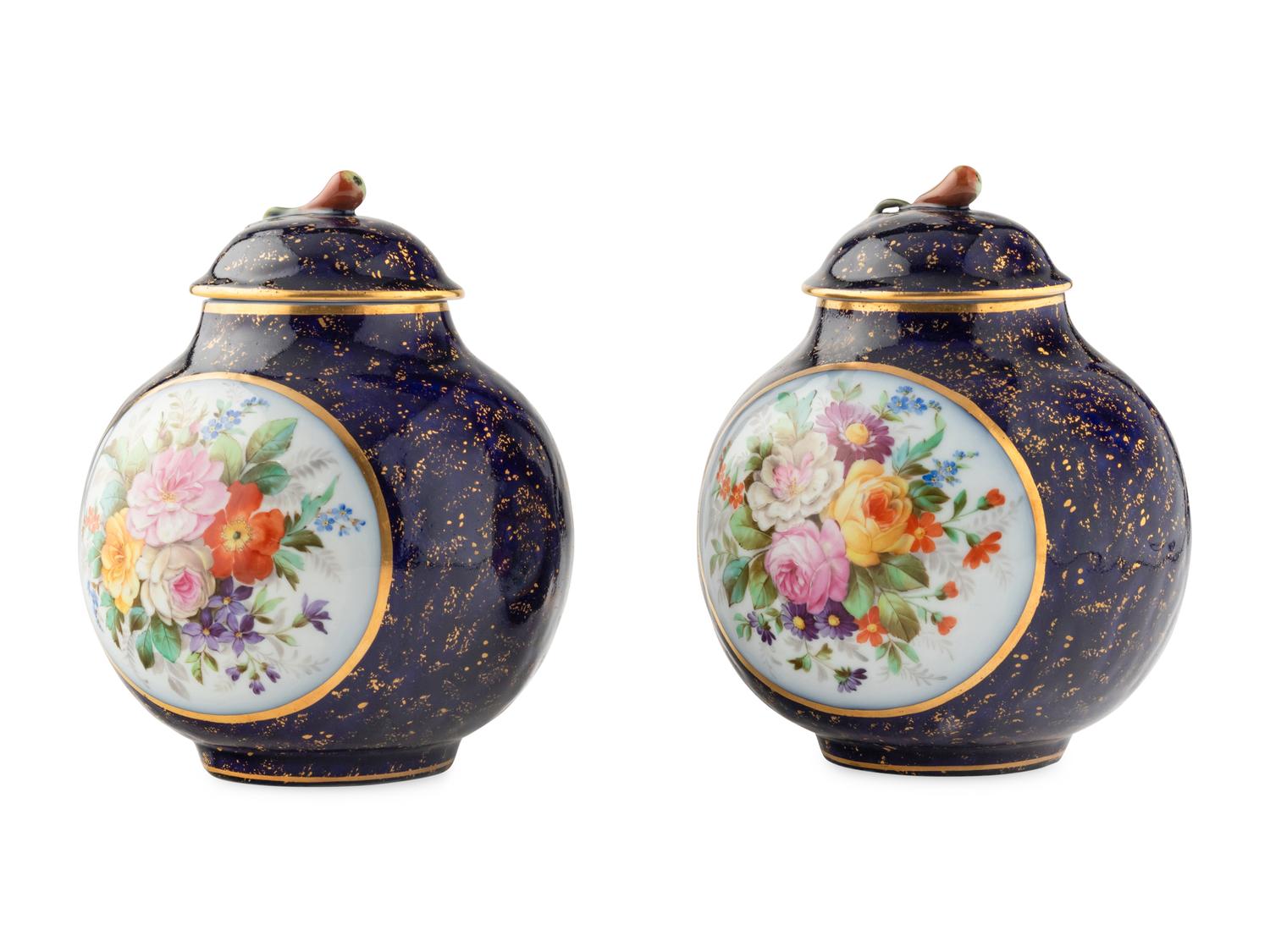 A Pair of Herend Porcelain Covered Jars