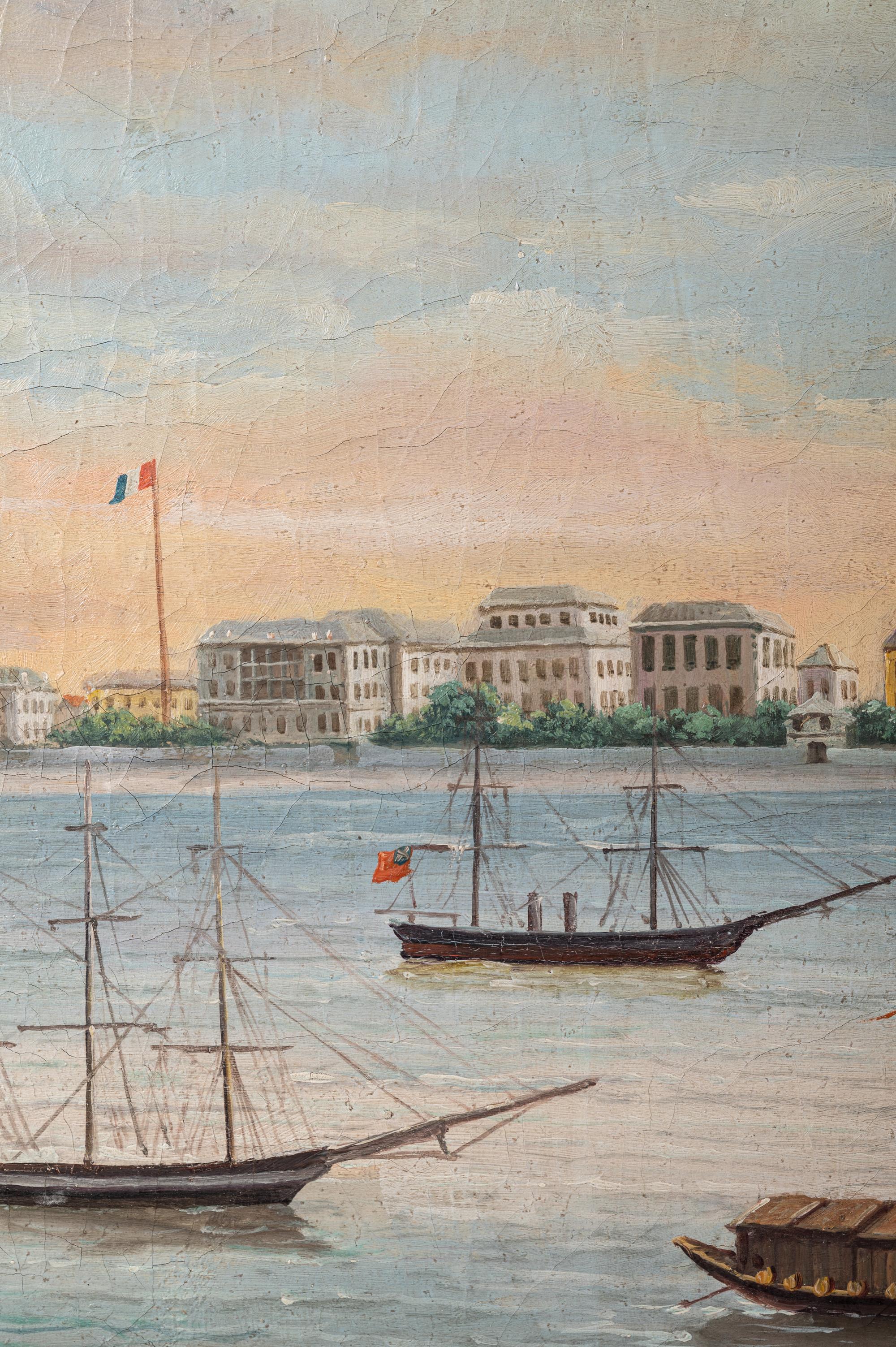 A Chinese Export Oil on Canvas Painting
