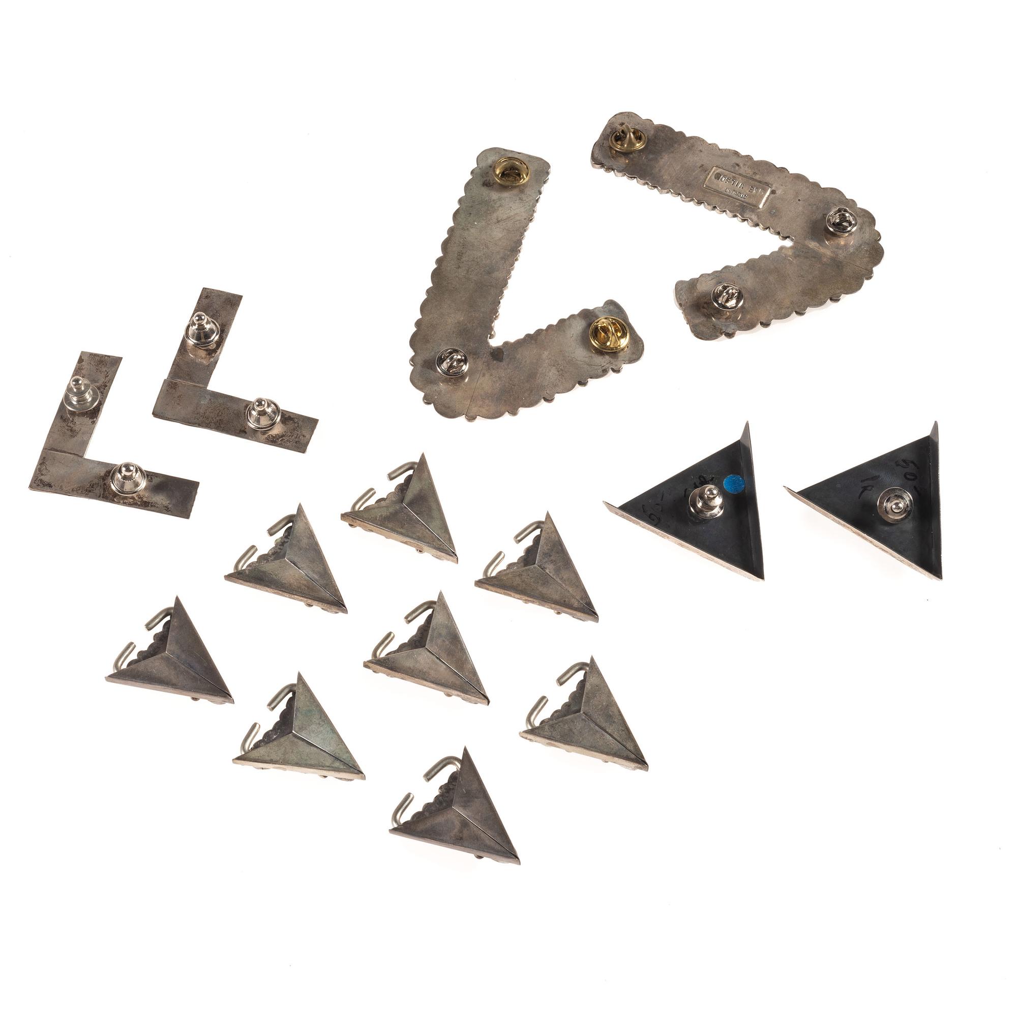 Navajo Silver, Turquoise, and Shell Collar Tips