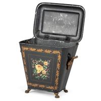 A Victorian Tole Painted Coal Scuttle