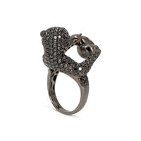 WENDY YUE, DIAMOND, CULTURED PEARL, AND BLACKENED GOLD PANTHER RING