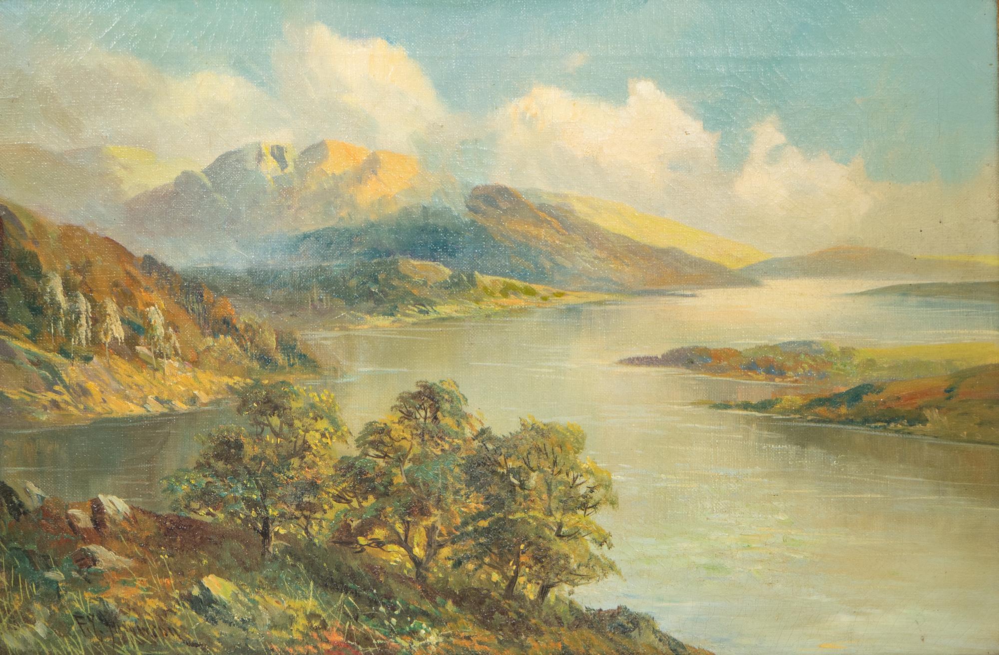 Francis E. Jamieson and G. Galvi, 20th Century Mountainous Landscapes (two works) oil on canvas and oil on panel 16 x 24 inches and 6 x 12 inches.