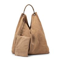 THE ROW, BEIGE SUEDE BINDLE THREE HOBO BAG
