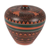 Large Polychrome Sgraffito Pottery Vase