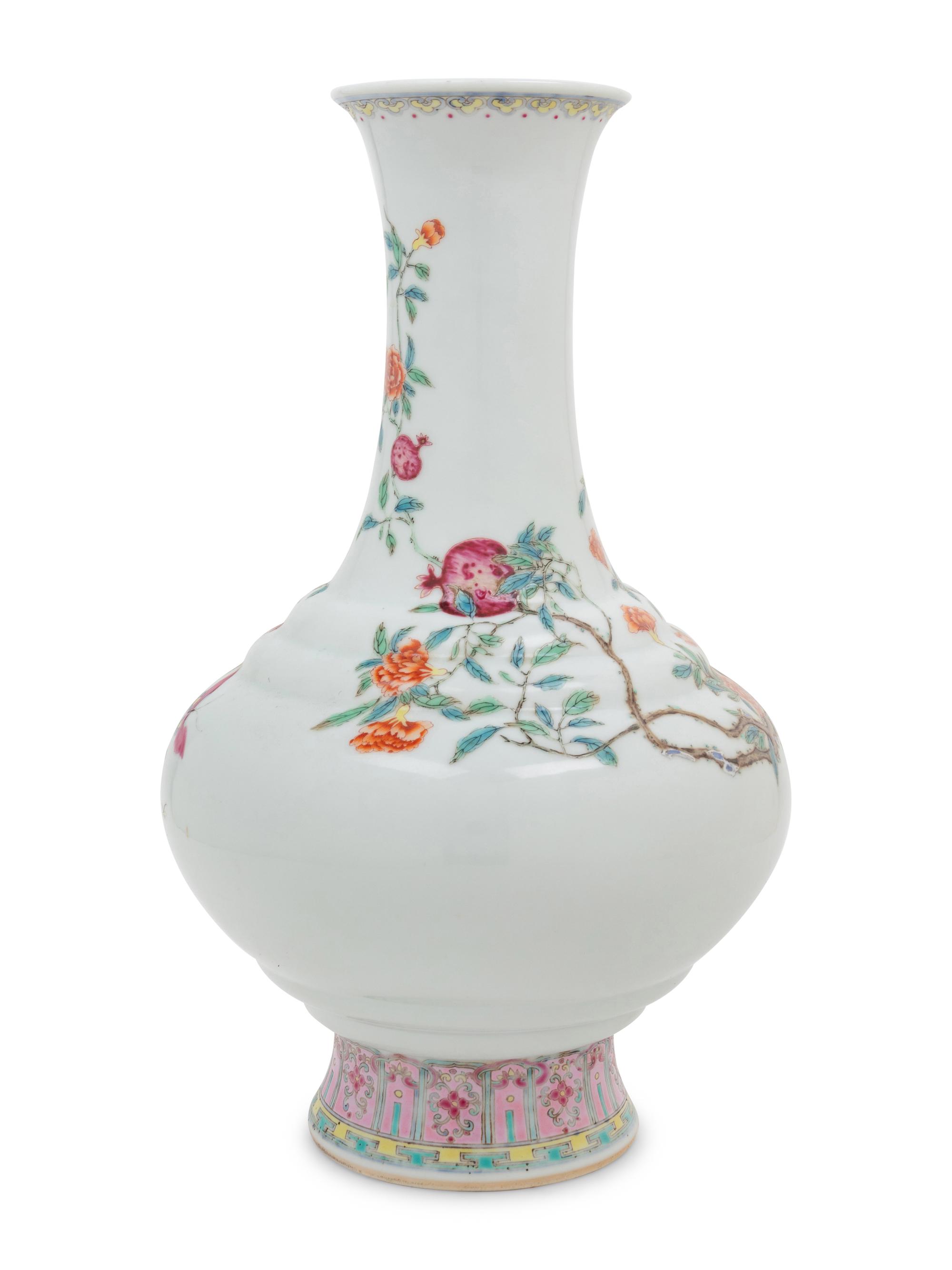 A Famille Rose Porcelain Bottle Vase
