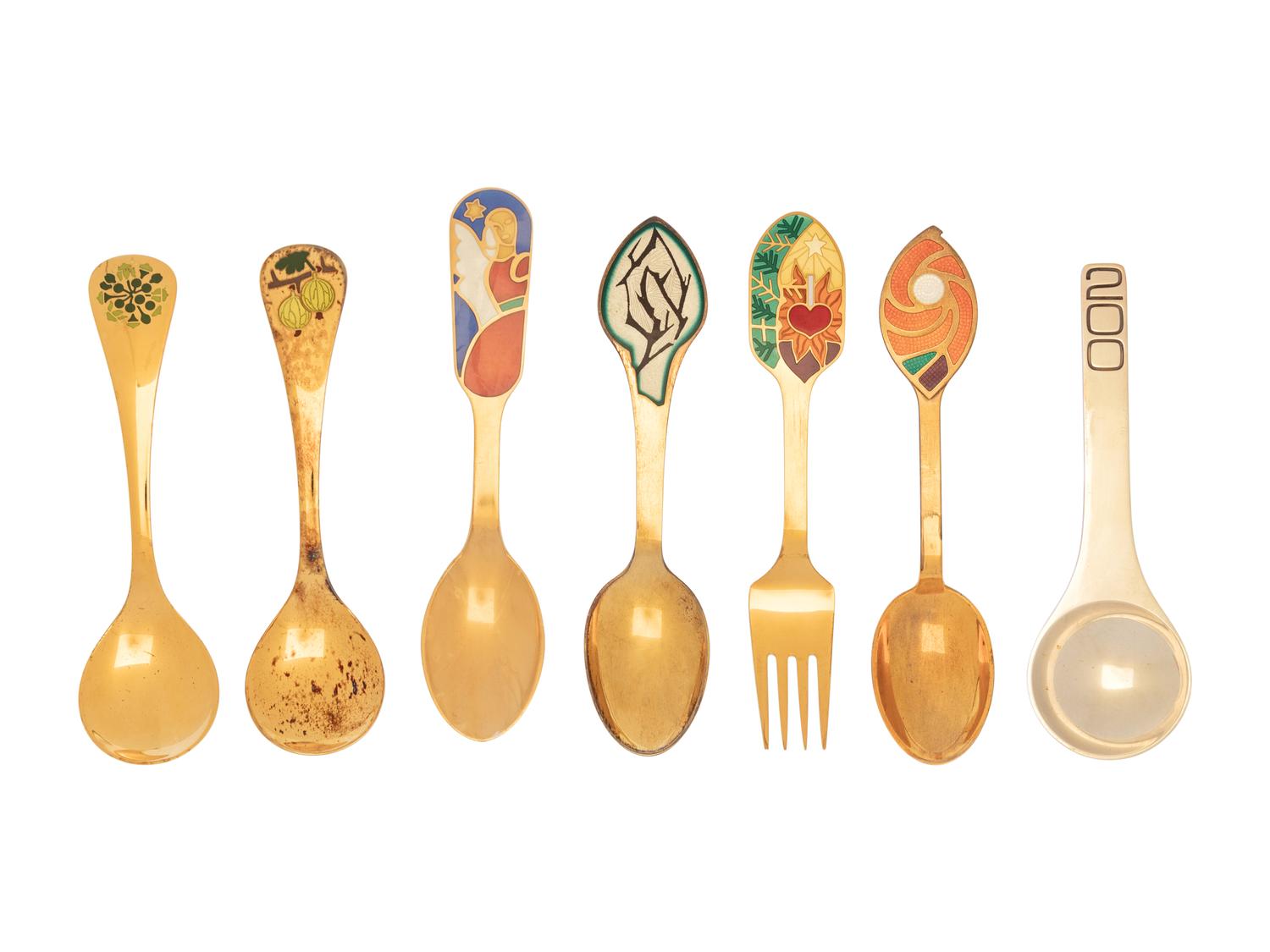 Seven Danish Silver Commemorative Flatware Articles