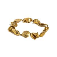 YELLOW GOLD SHELL LINK BRACELET