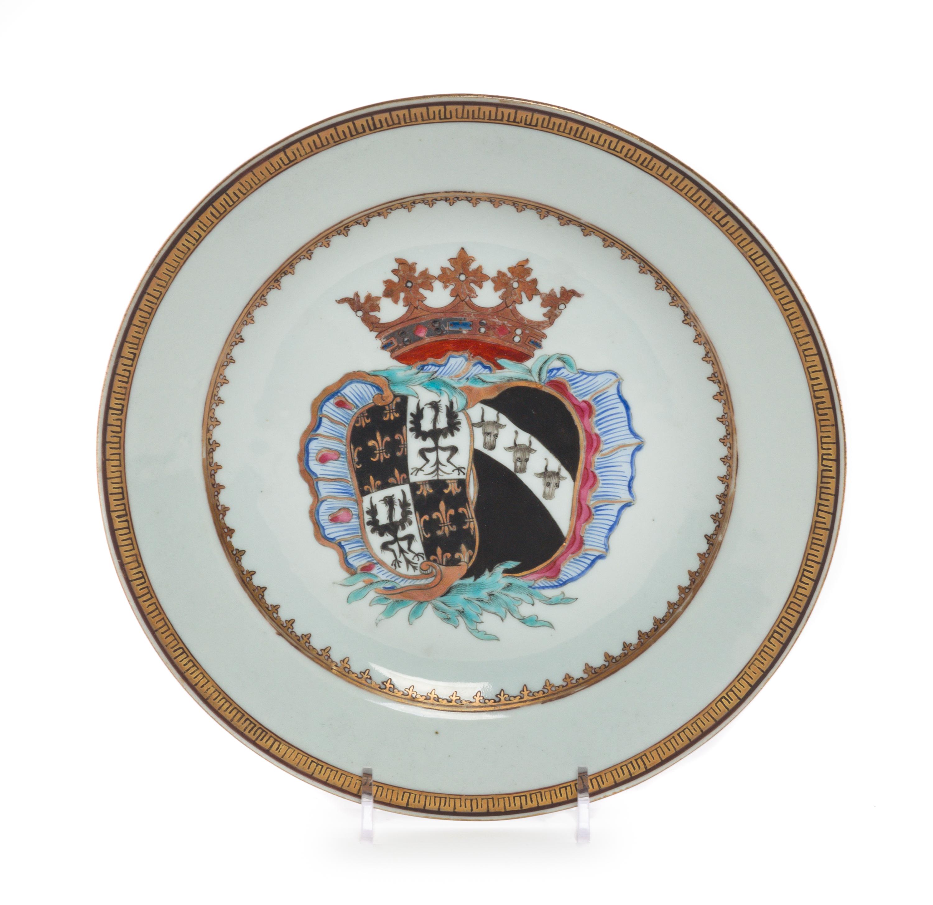 A Chinese Export Armorial Plate Diameter 9 inches. — MID-18TH CENTURY