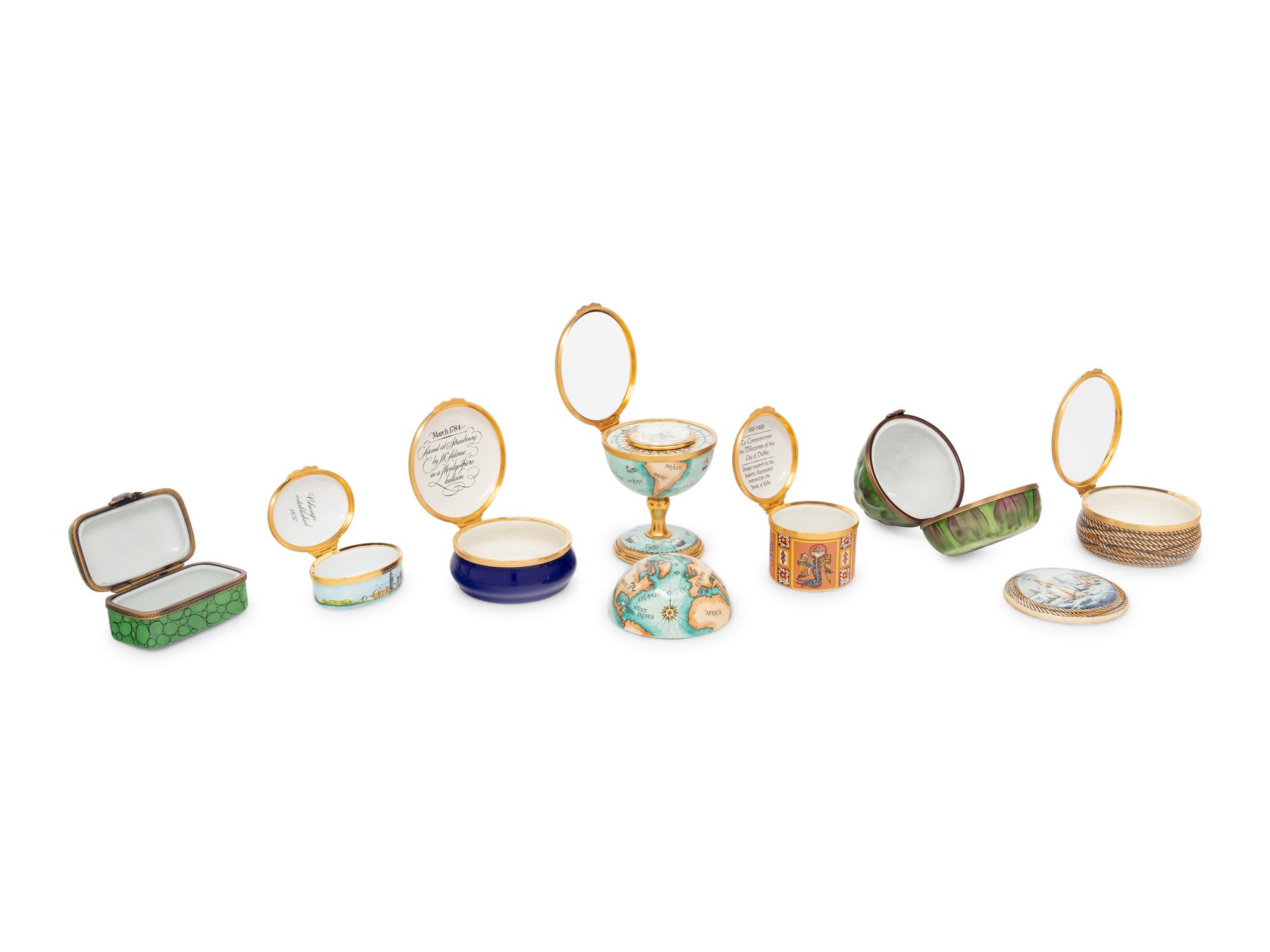 A Group of Seven English and French Enamel Boxes
