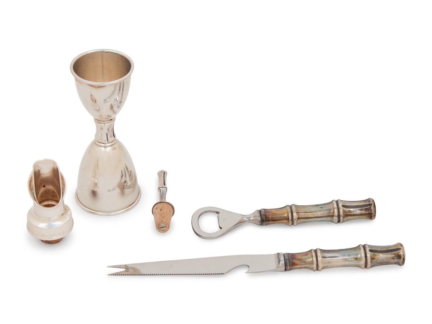 A Group of Four Tiffany & Co. Silver Bamboo Pattern Bar Articles