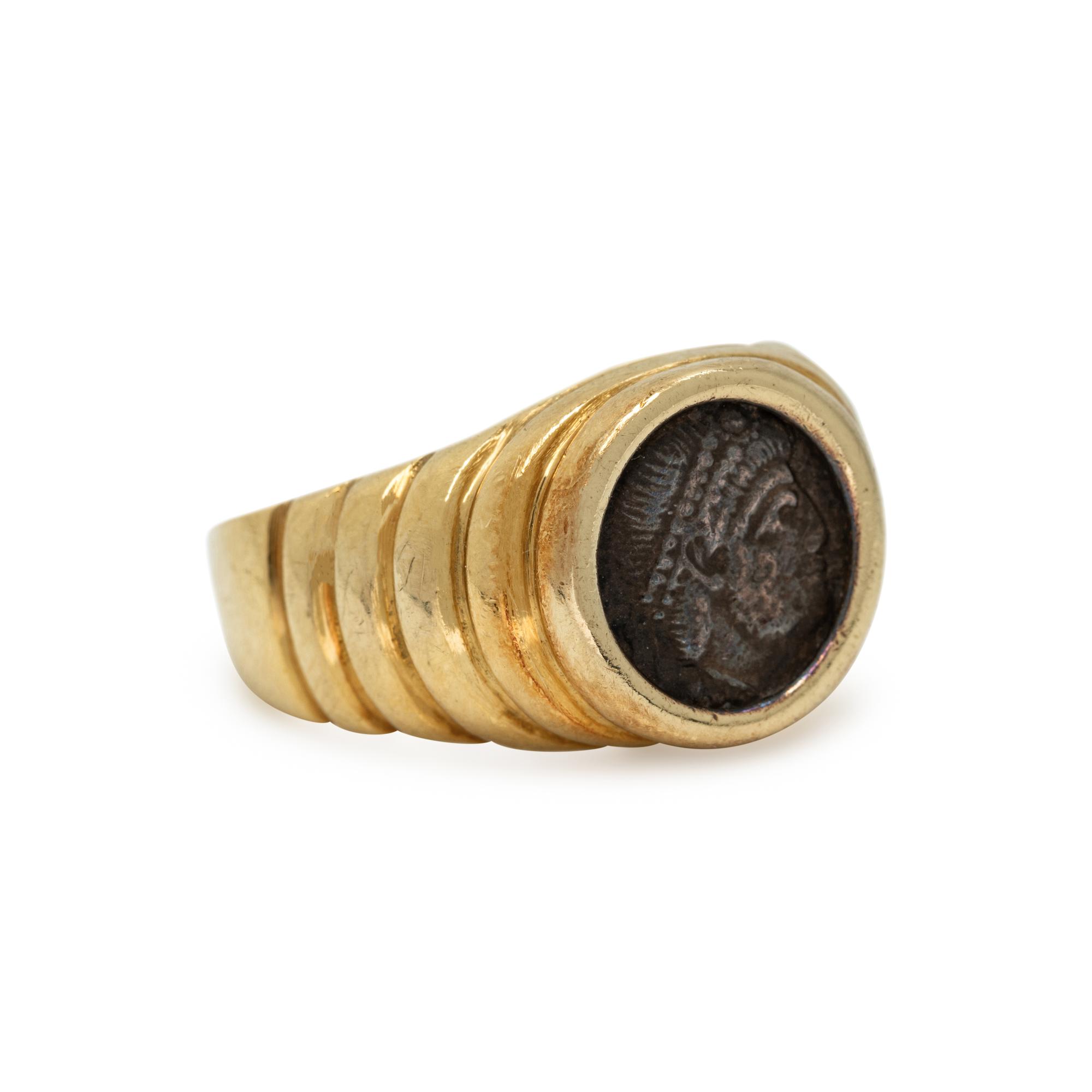 YELLOW GOLD AND COIN RING