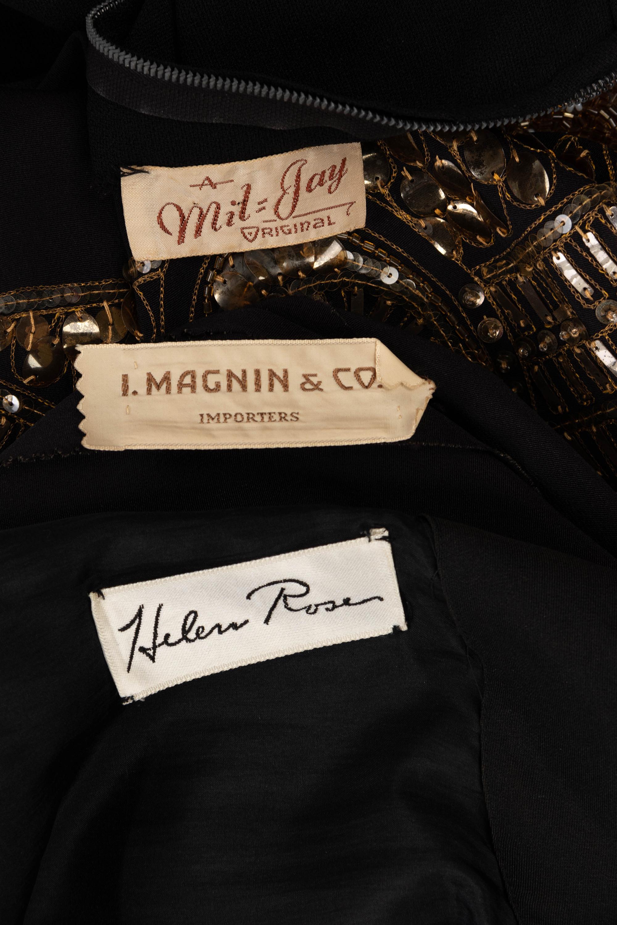 Three Embellished Black Dresses, 1940-50s