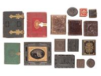 [EARLY PHOTOGRAPHY]. A group of albums, Union cases, wall frames, and other photograph housings.