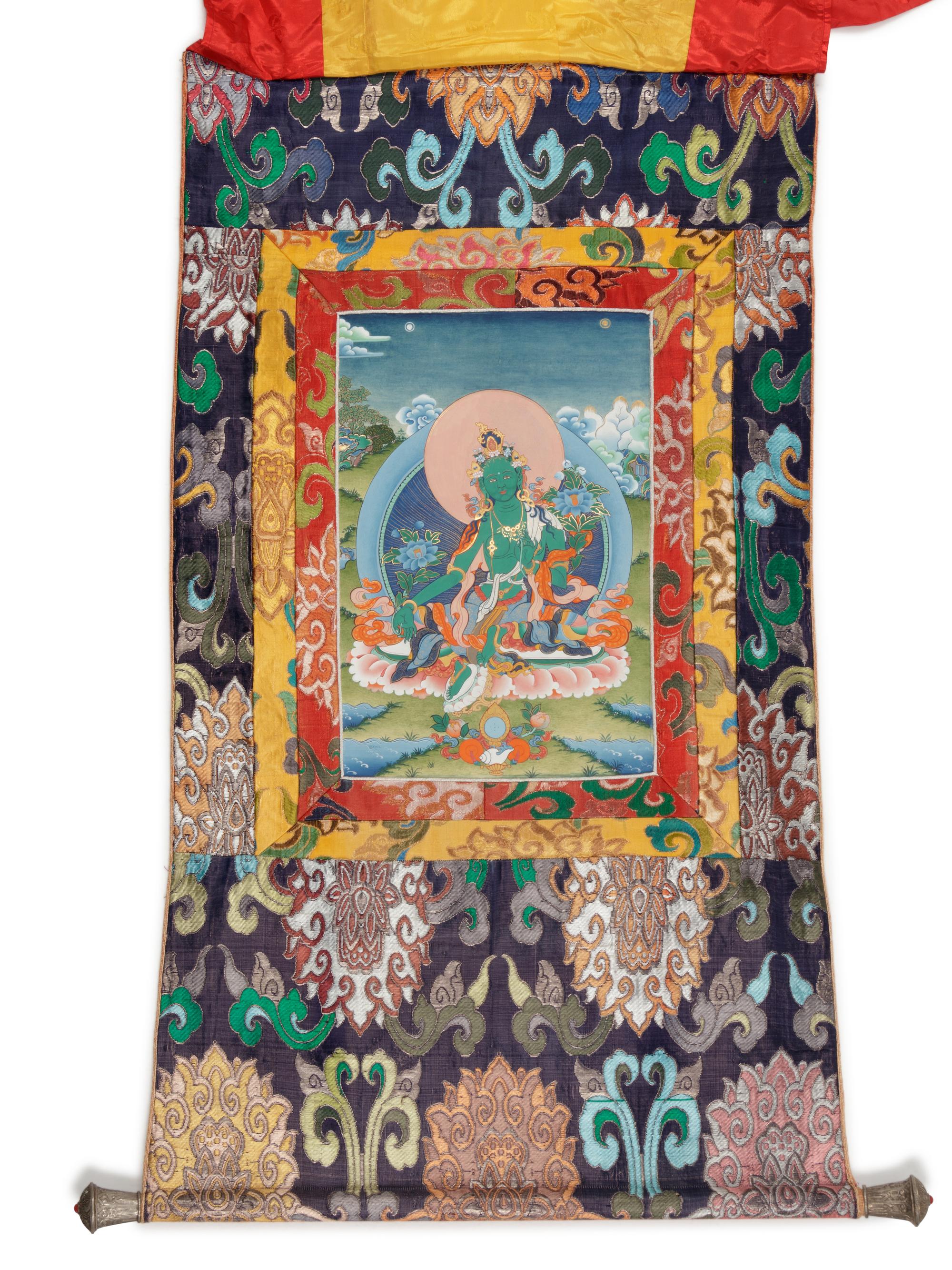 A Tibetan Thangka of a Green Tara