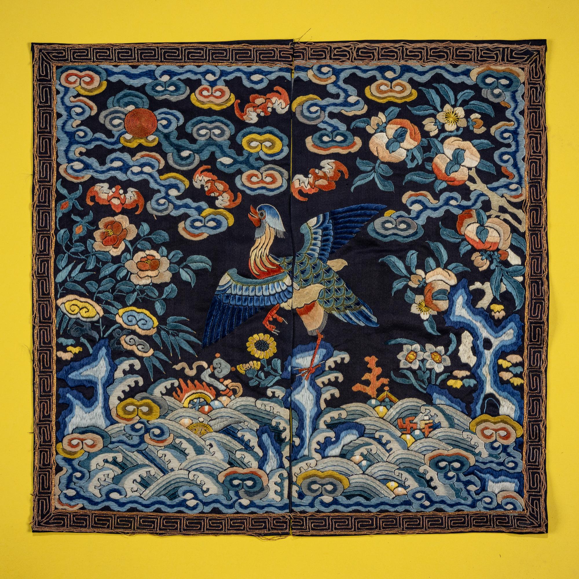 Three Chinese 'Mandarin Duck' Rank Badges, 19th Century — 清晚期 文官補子三種