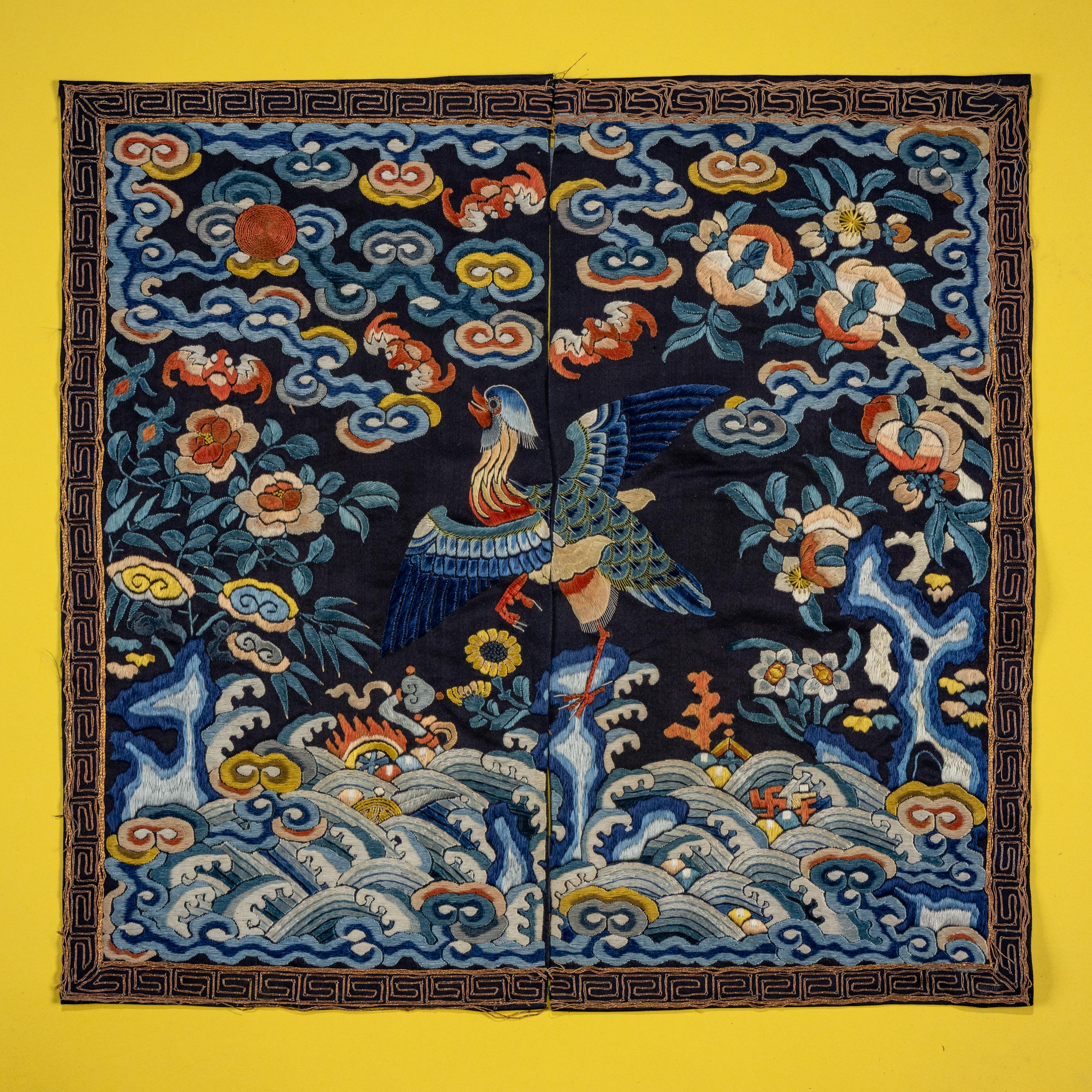 Three Chinese 'Mandarin Duck' Rank Badges, 19th Century — 清晚期 文官補子三種