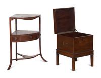 A George III Mahogany Cellarette on Stand and a Similar Corner Washstand